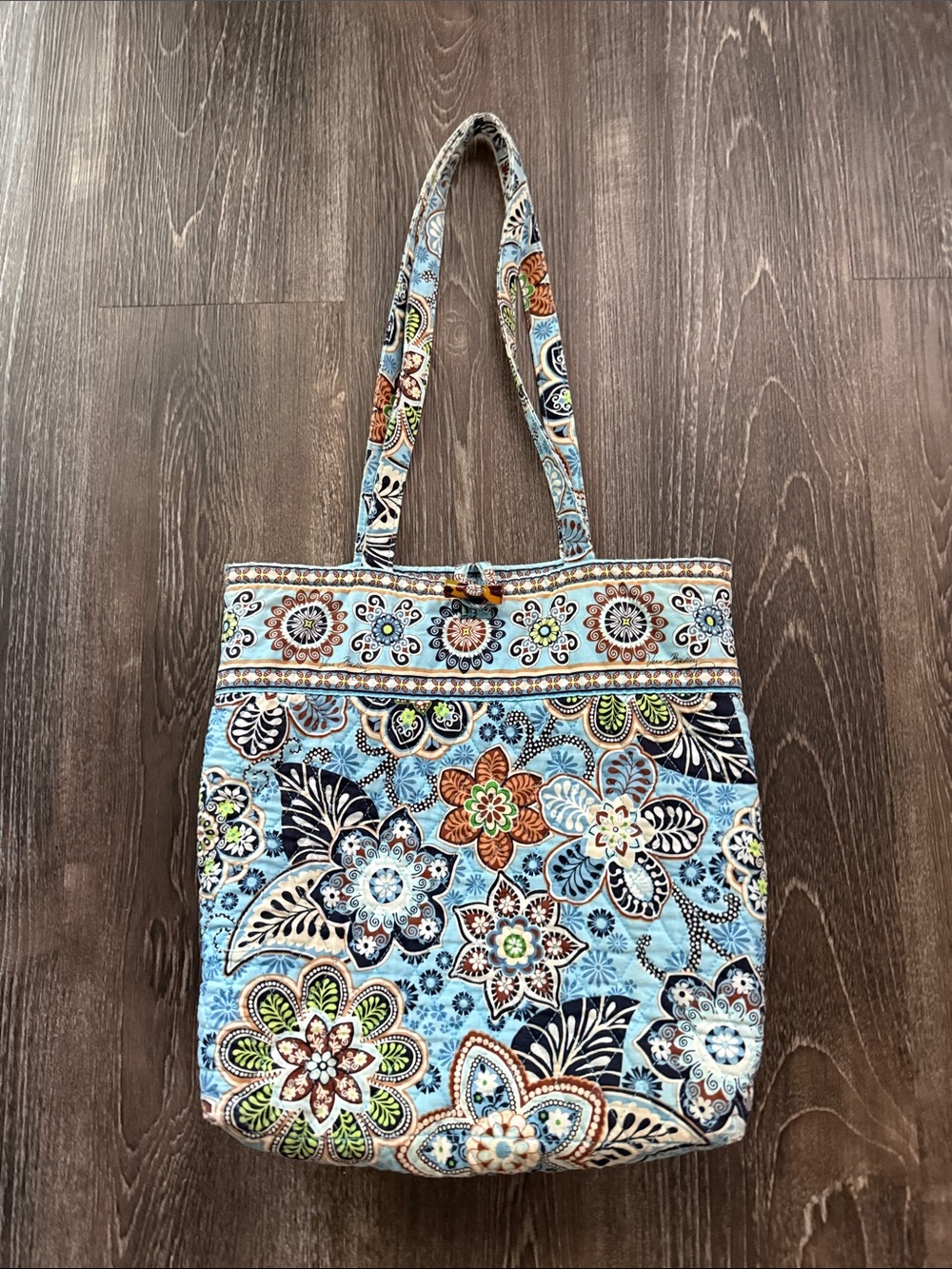Vintage Vera Bradley Blue Rhapsody Quilted Tote Bag Floral Paisley